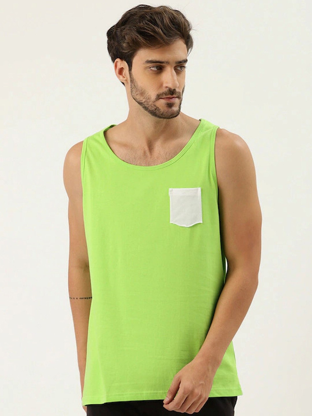 

Rodzen Men Green Pure Cotton T-shirt