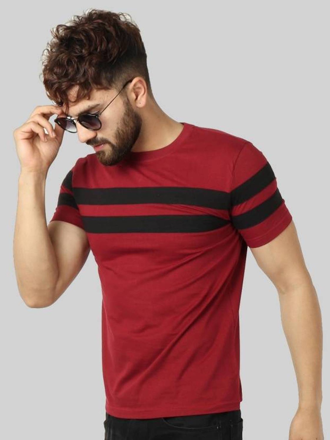 

Rodzen Men Maroon Printed Pure Cotton T-shirt