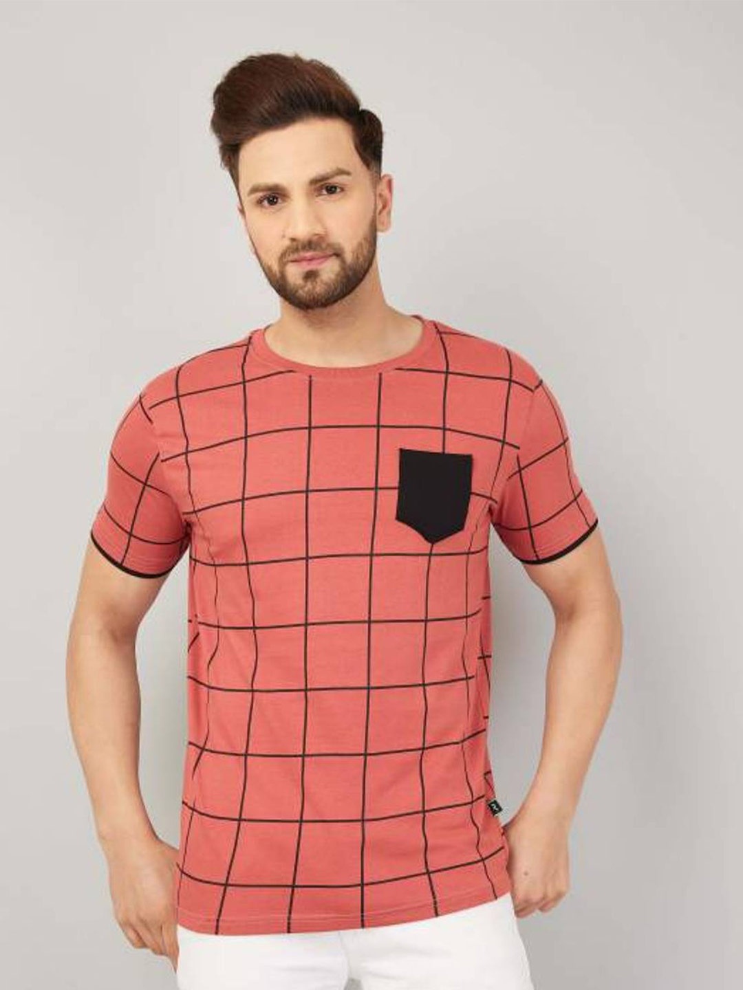 

Rodzen Men Rose Printed Pure Cotton T-shirt