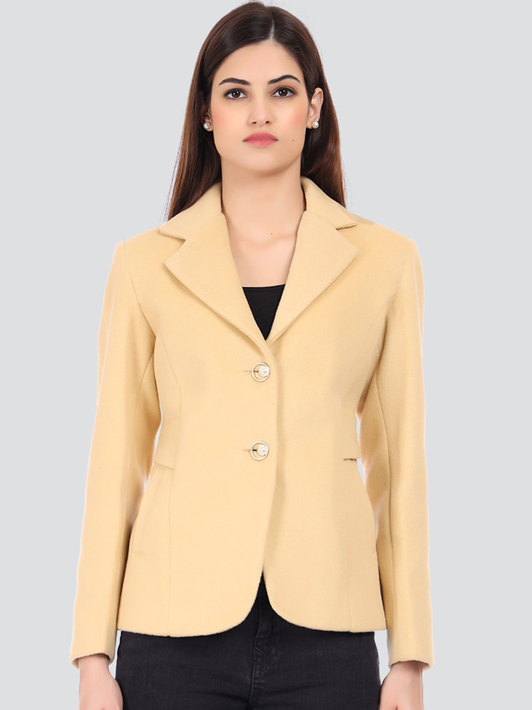 

YOUNG CLUB CLASSIC Women Yellow Solid Over Coats