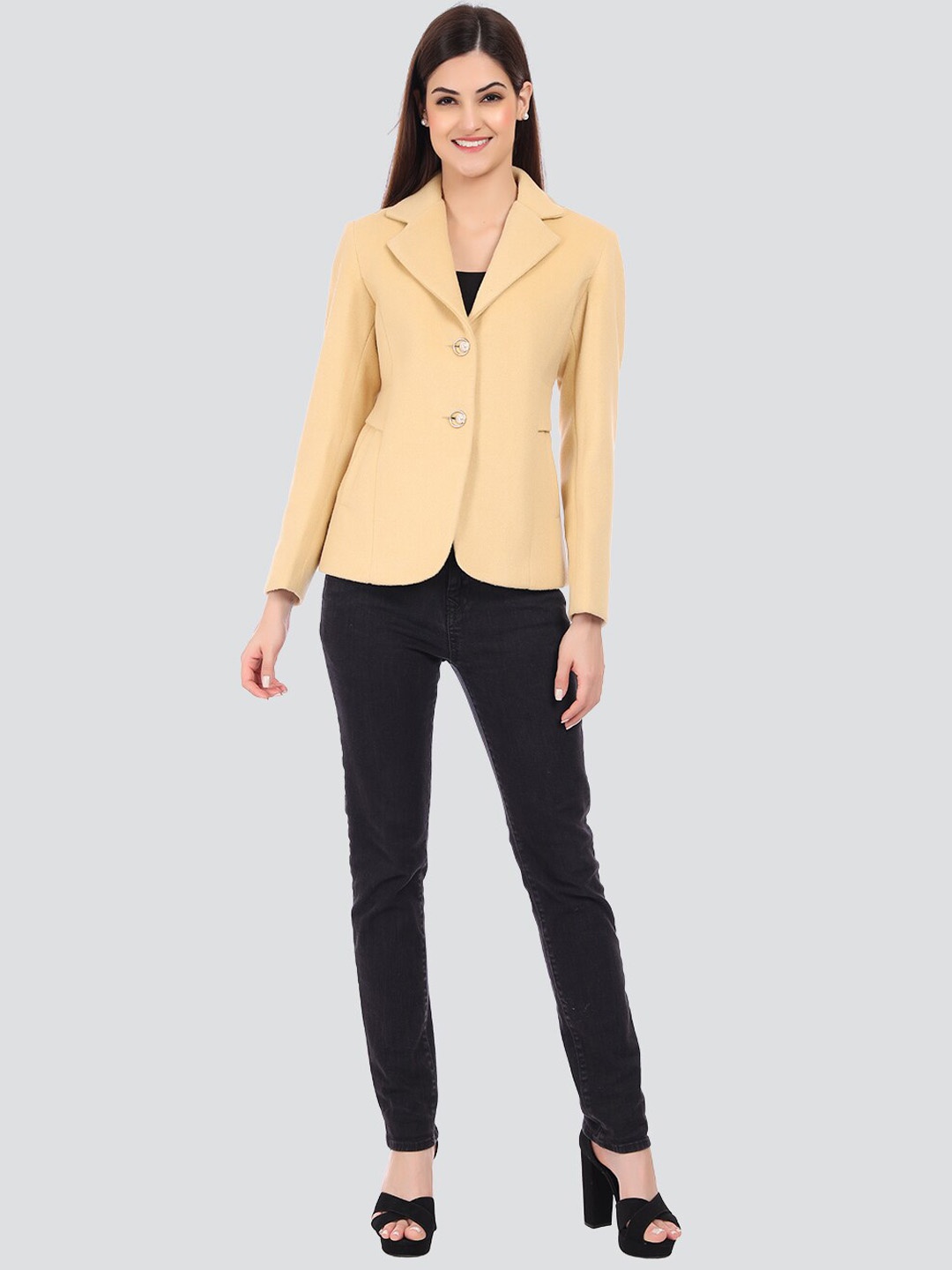 

YOUNG CLUB CLASSIC Women Yellow Solid Over Coats