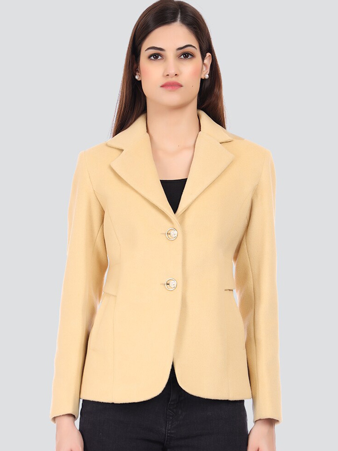 

YOUNG CLUB CLASSIC Women Solid Single-Breasted Blazer, Yellow