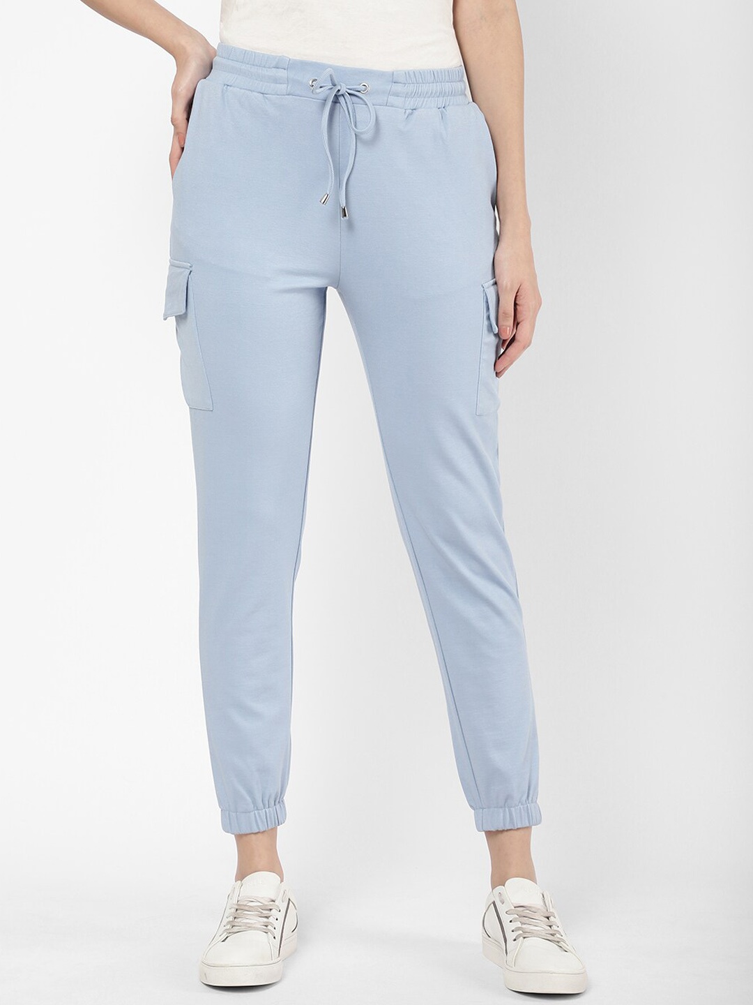 

R&B Women Blue Solid Cotton Track Pant