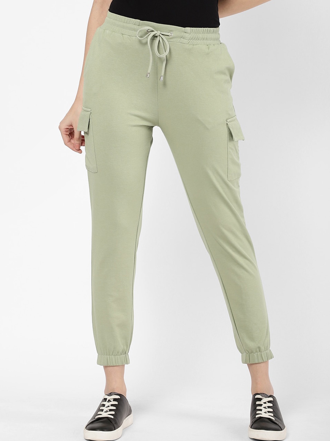 

R&B Women Green Solid Cotton Joggers