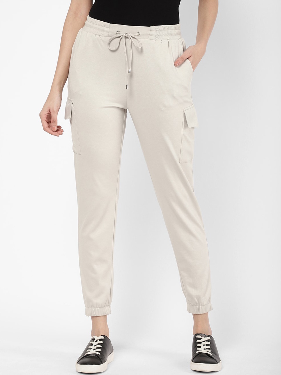 

R&B Women Grey Solid Pure Cotton Joggers