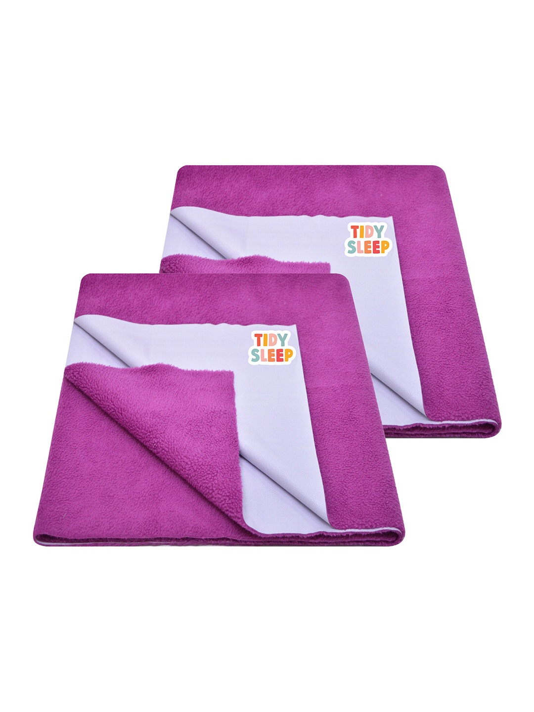 

TIDY SLEEP Kids Set Of 2 Violet Solid Cotton Water-Proof Mattress Protector