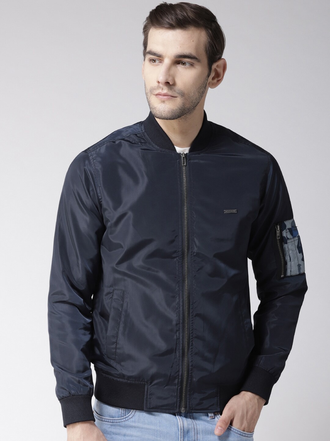 

Club York Men Navy Blue Lightweight Bomber Jacket