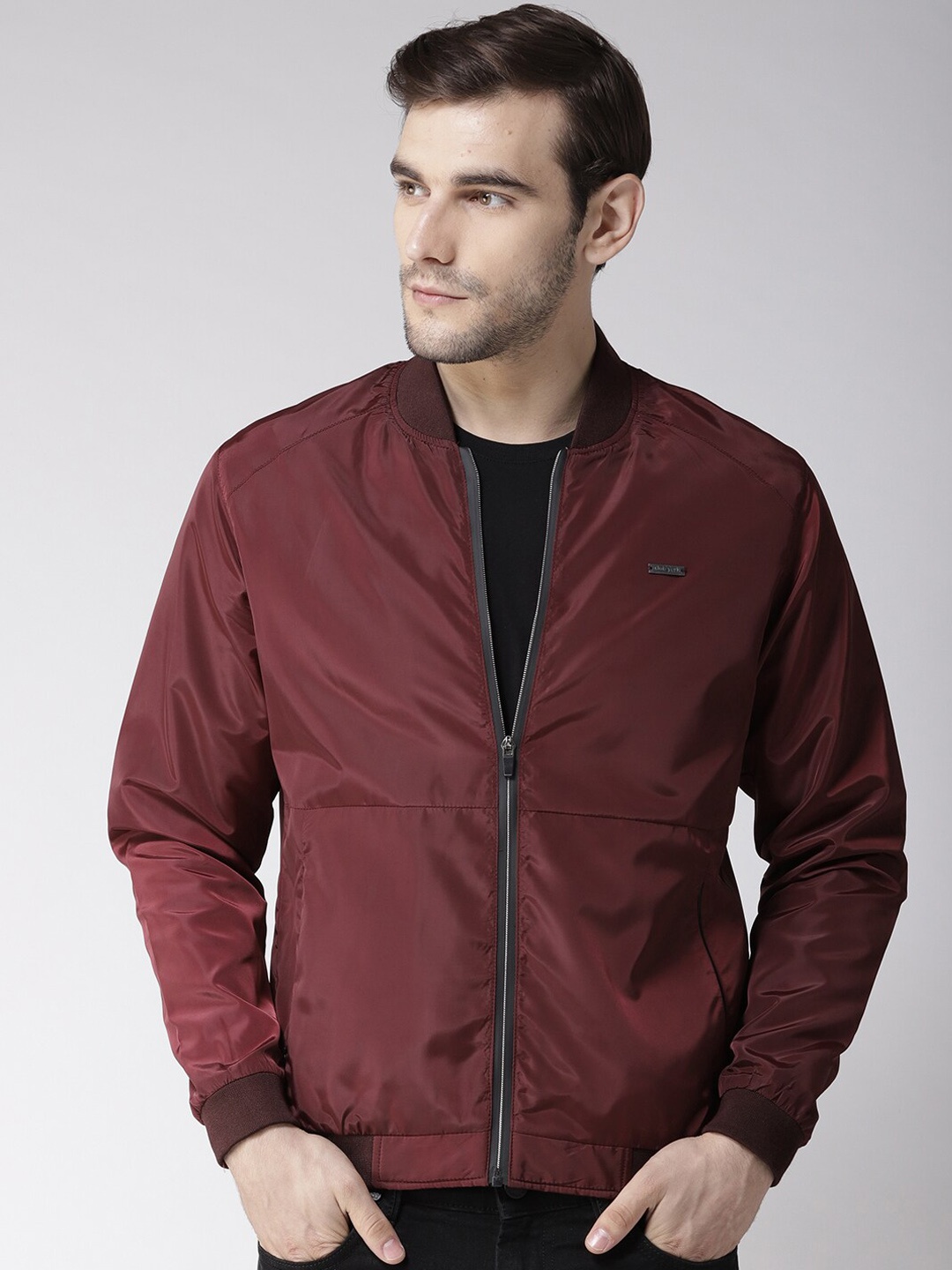 

Club York Men Maroon Lightweight Bomber Jacket