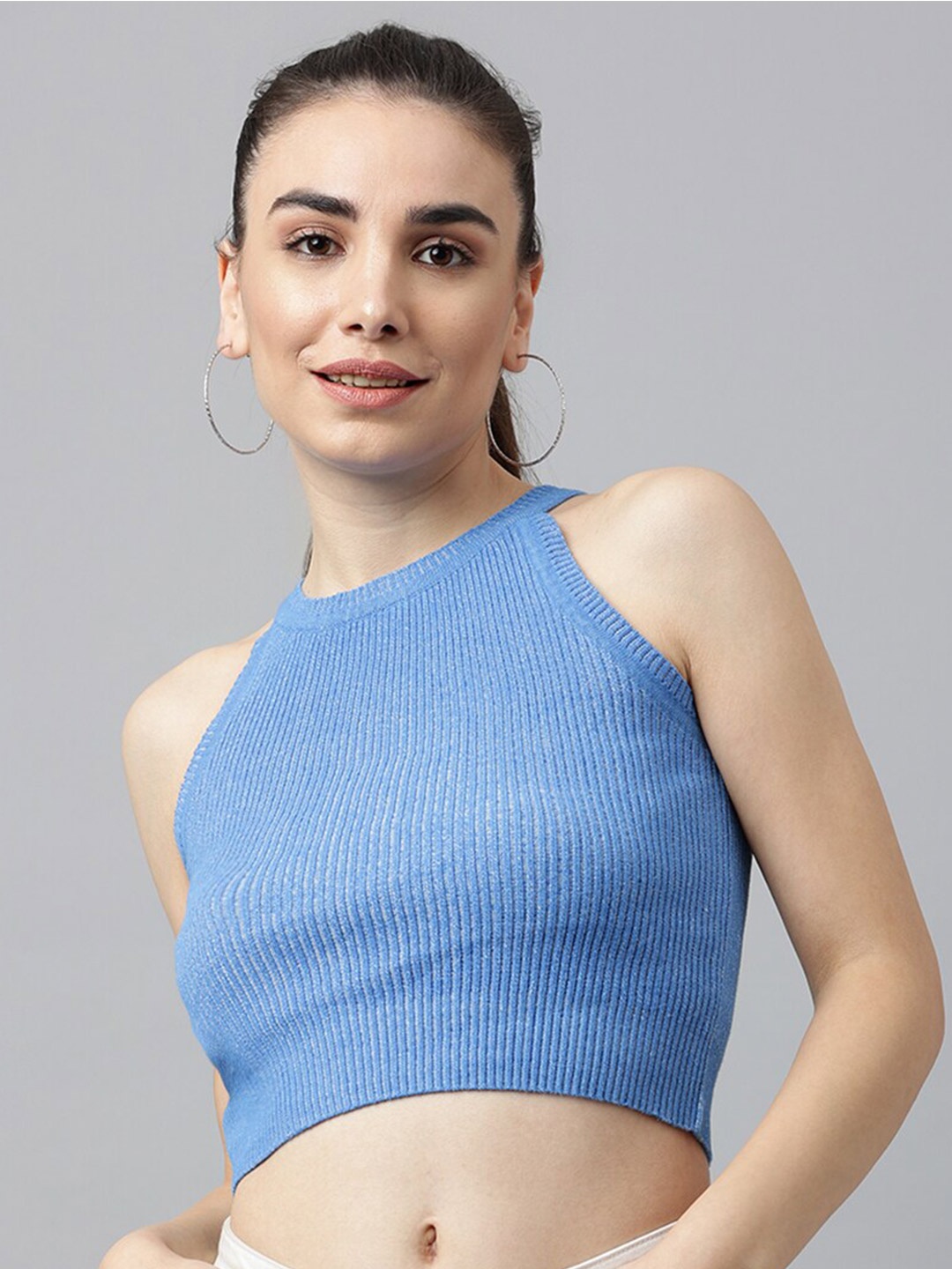 

Pritla Blue Organic Cotton Crop Top