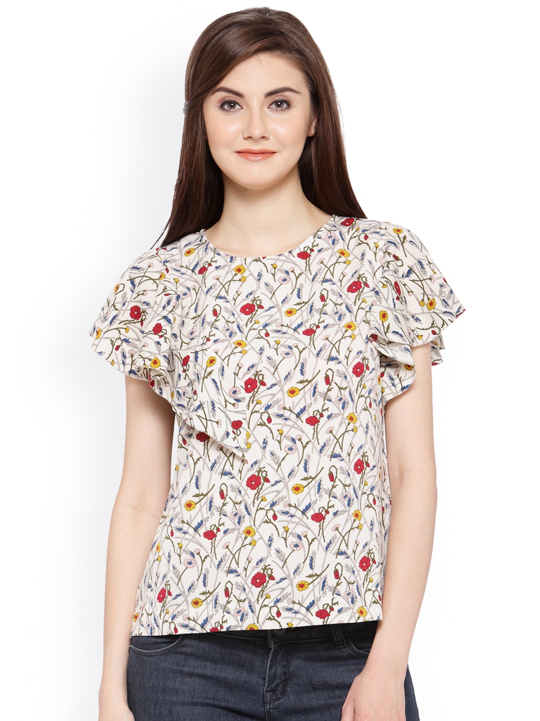 

Gipsy Women Cream-Coloured Printed Top