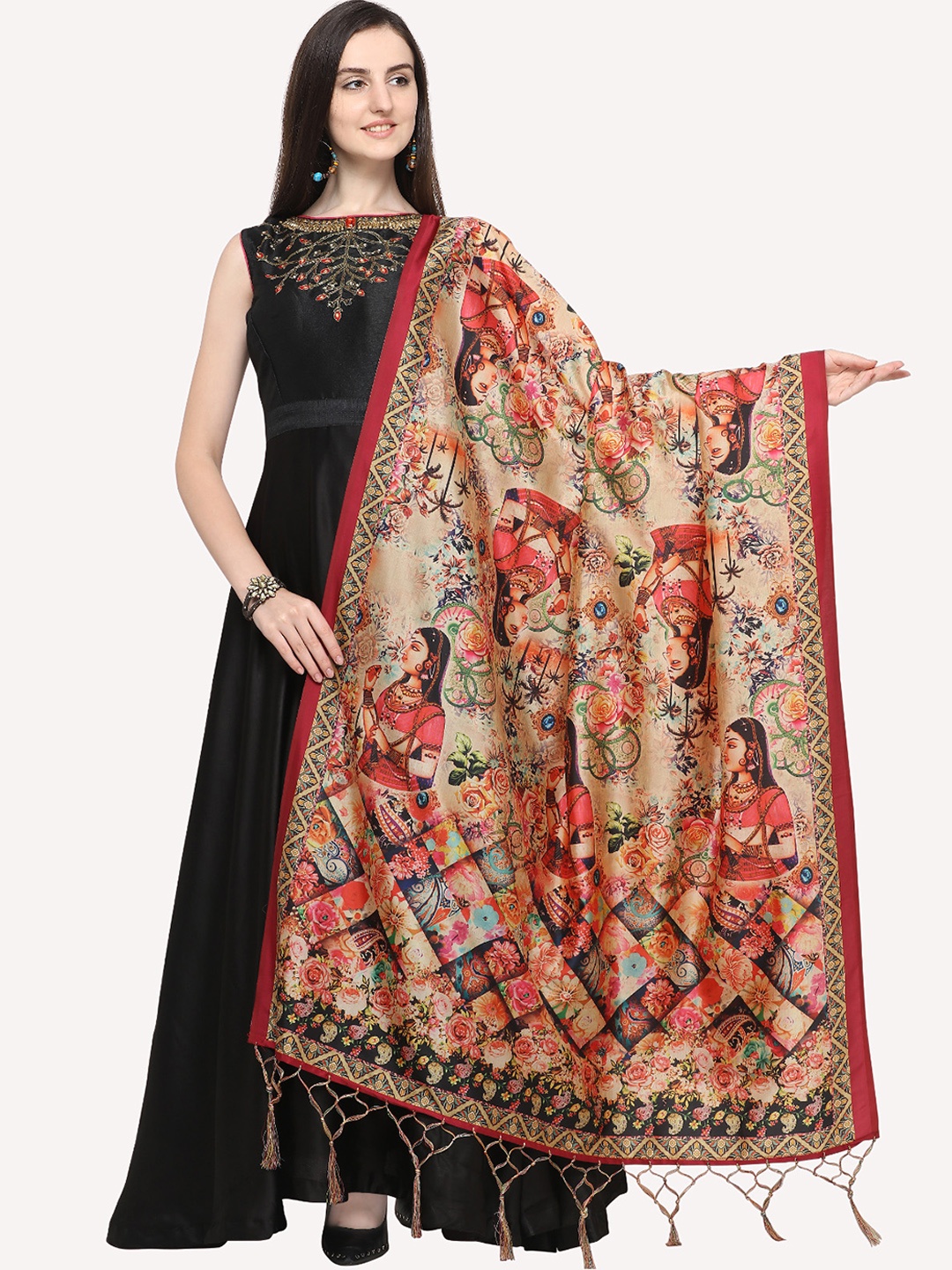 

Kaizen TEXO FAB Red & Blue Ethnic Motifs Printed Dupatta