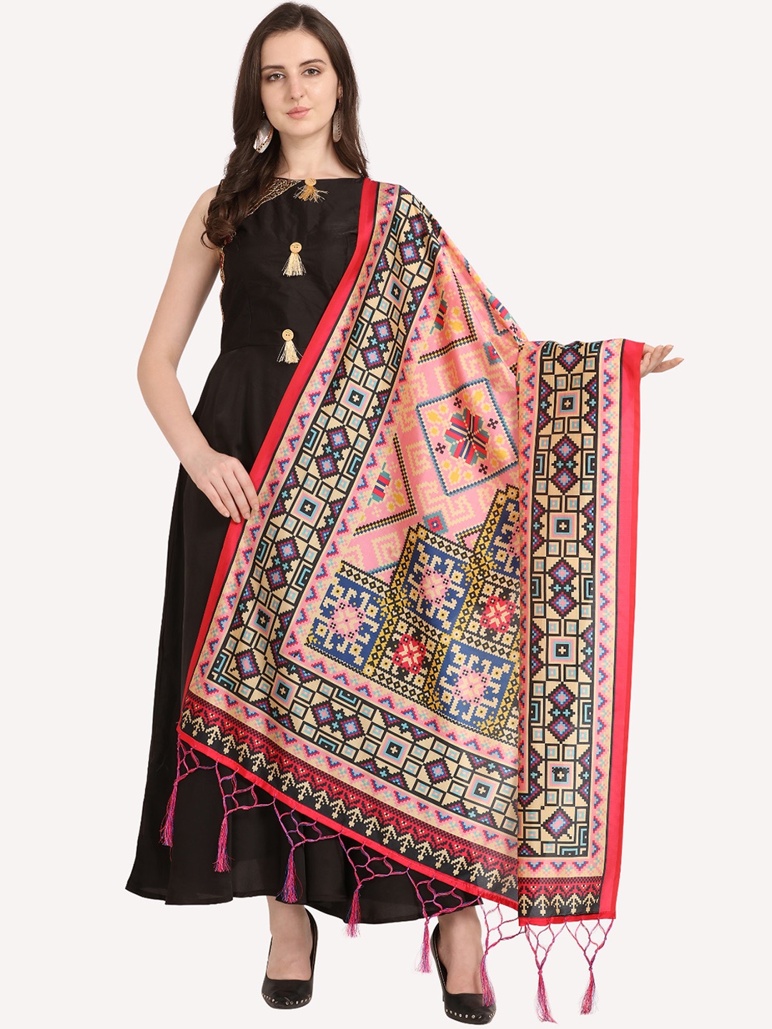 

Kaizen TEXO FAB Red & Blue Printed Dupatta