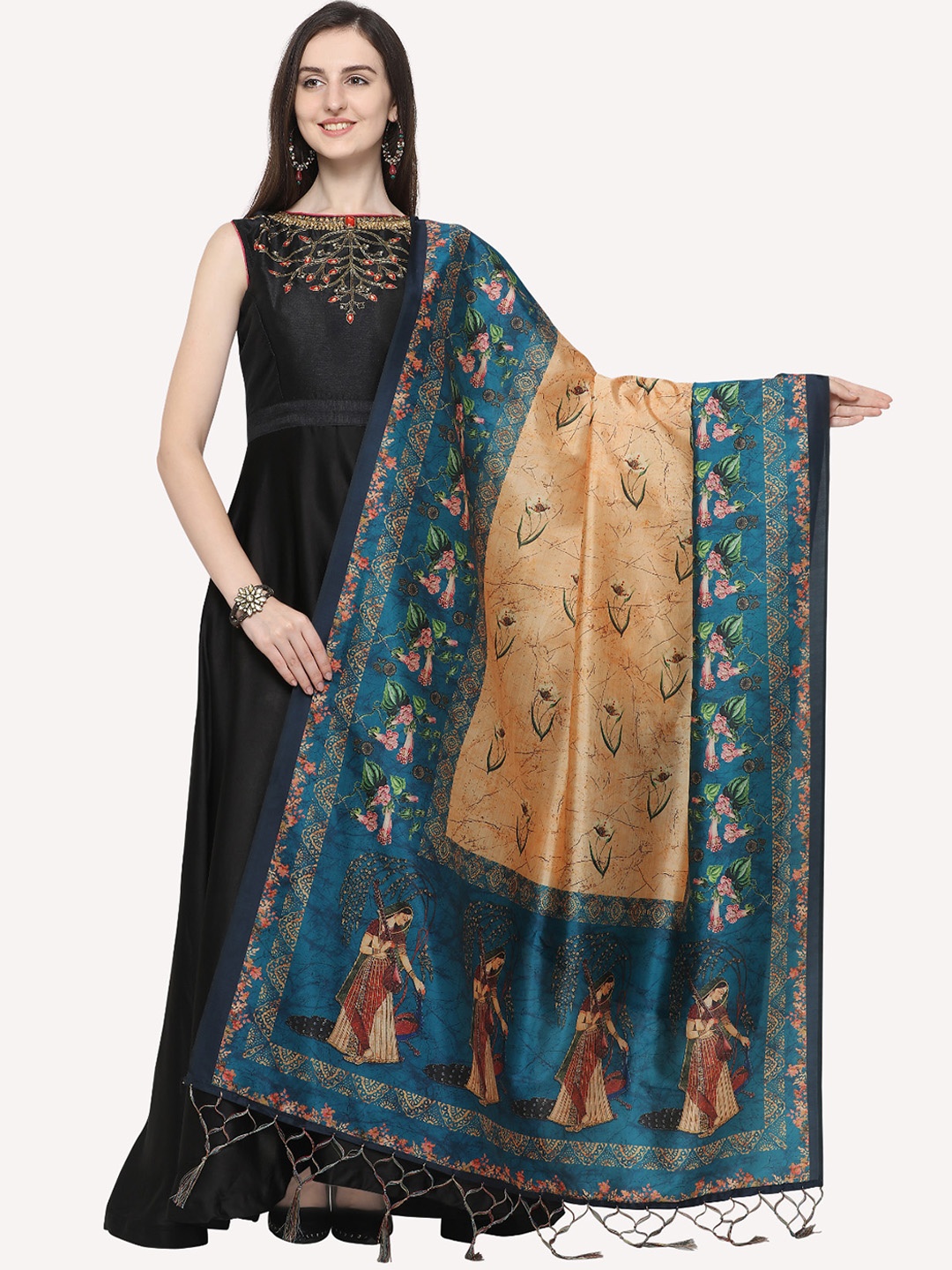

Kaizen TEXO FAB Blue & Brown Ethnic Motifs Printed Dupatta