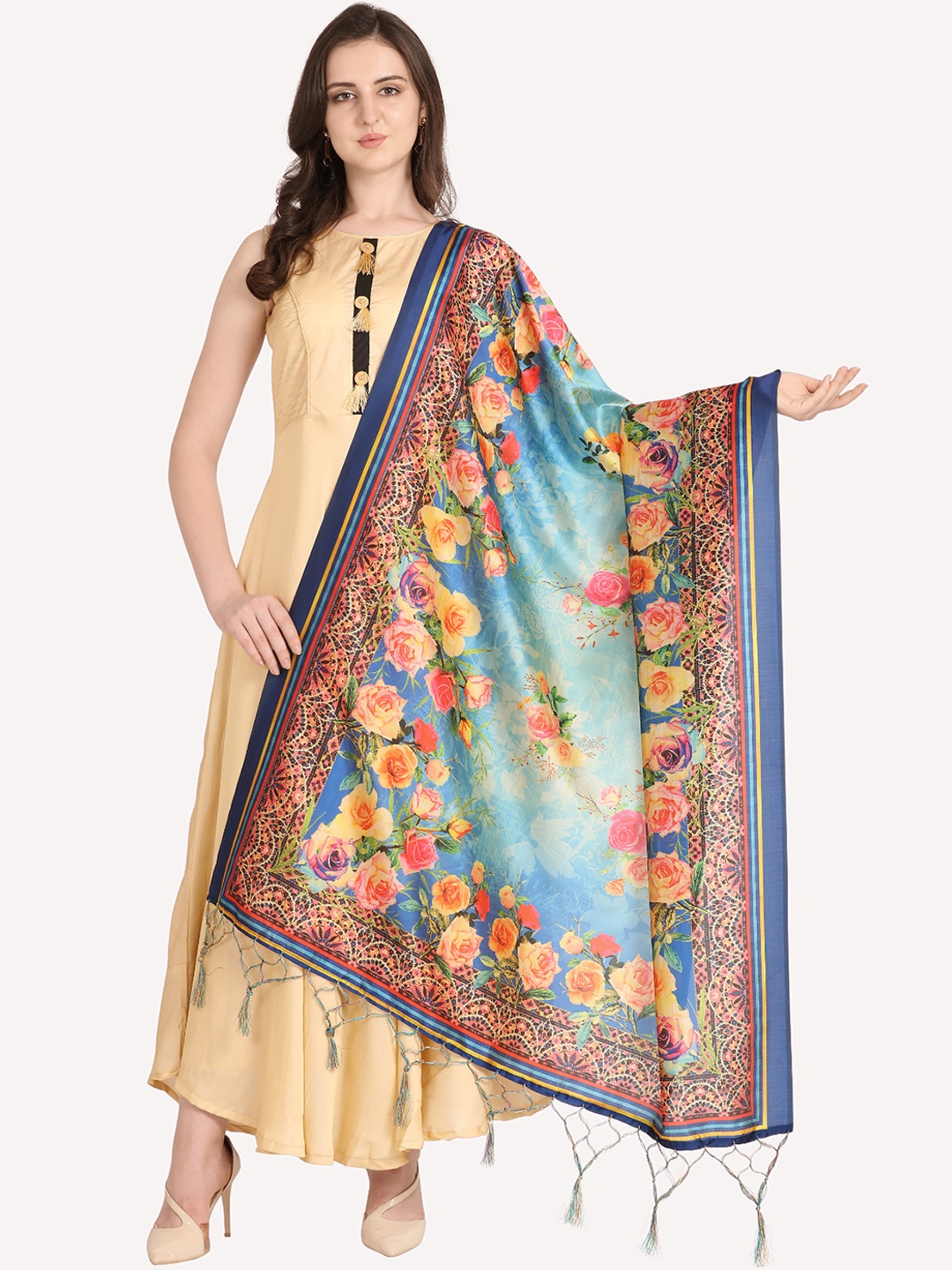 

Kaizen TEXO FAB Blue & Yellow Printed Floral Dupatta