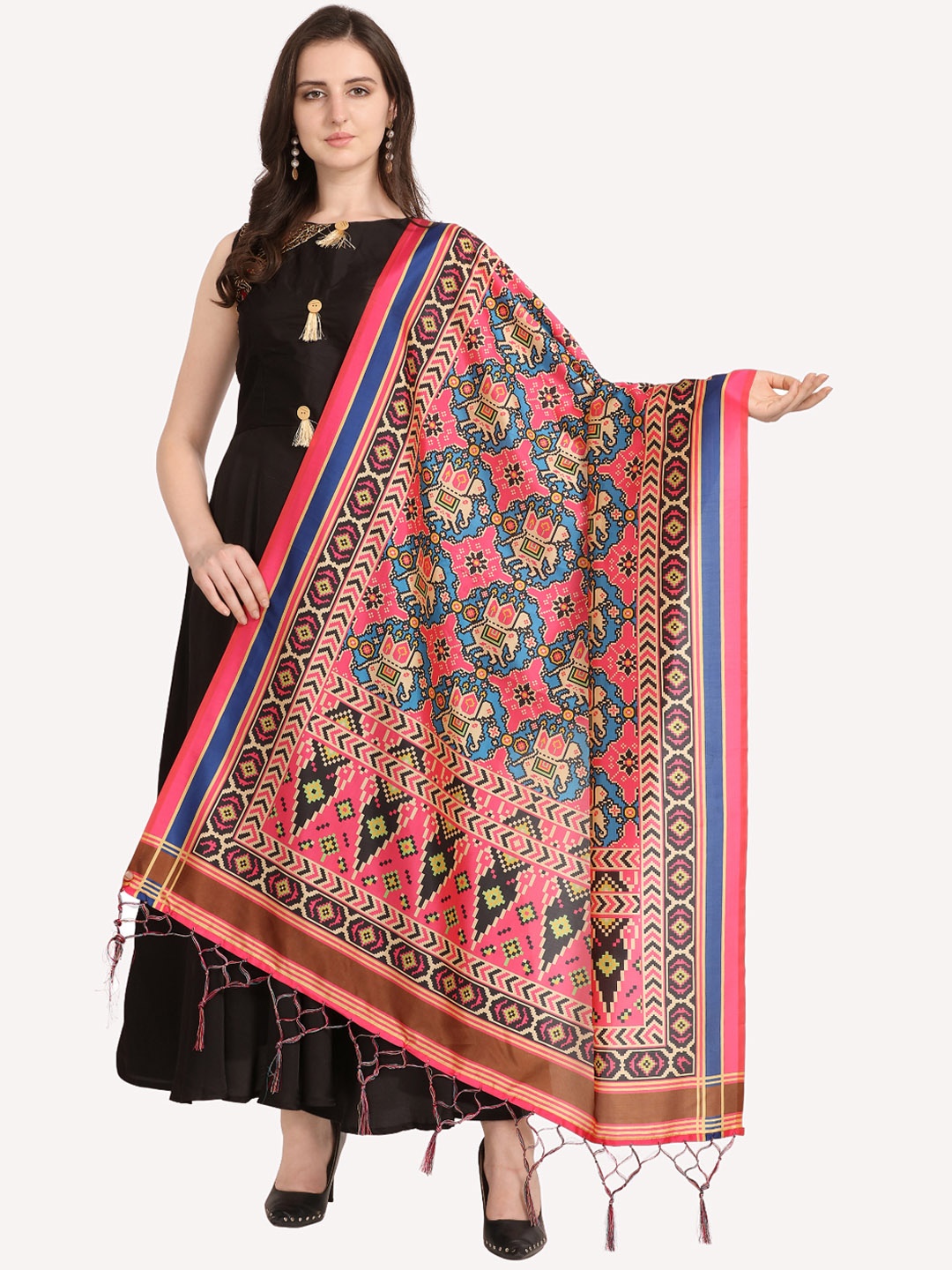 

Kaizen TEXO FAB Ethnic Motifs Printed Dupatta, Black