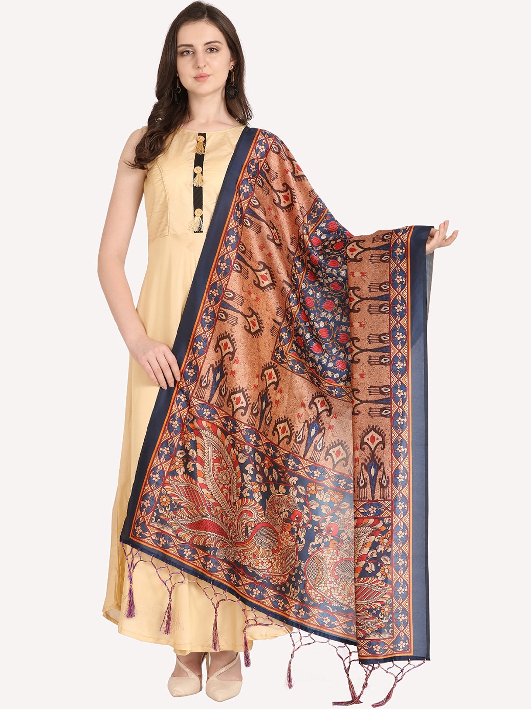

Kaizen TEXO FAB Black & Blue Ethnic Motifs Printed Dupatta
