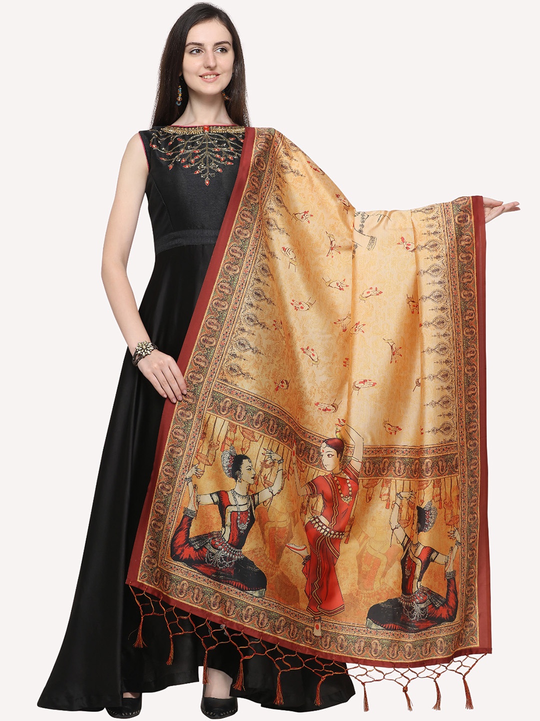 

Kaizen TEXO FAB Maroon & Red Ethnic Motifs Printed Dupatta