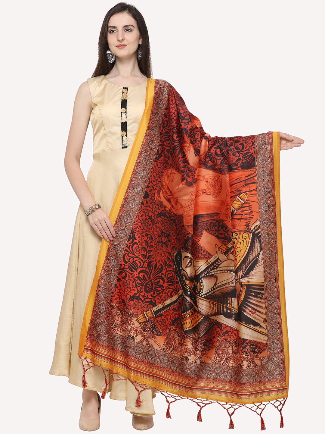 

Kaizen TEXO FAB Maroon & Black Ethnic Motifs Printed Dupatta