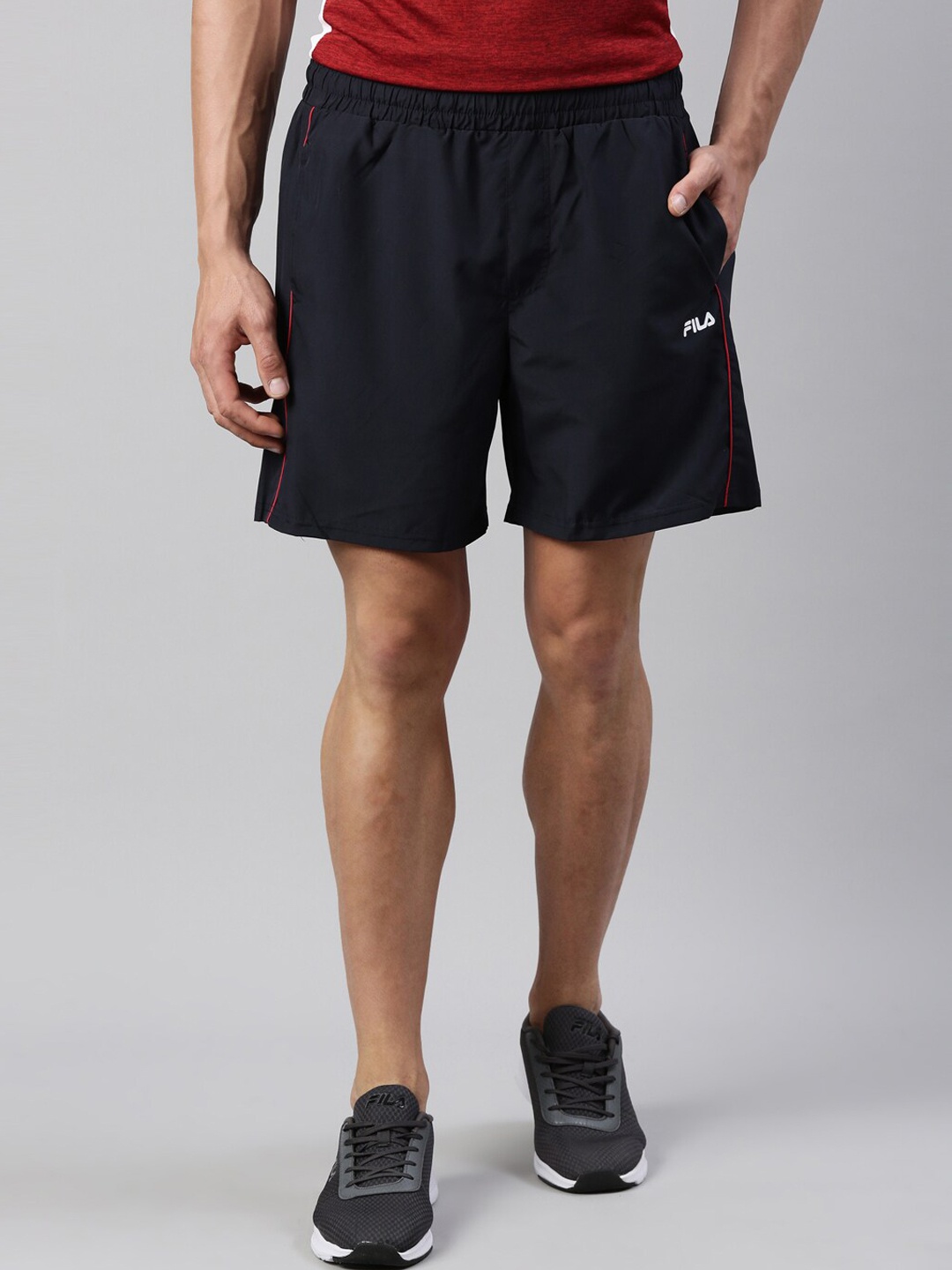 

FILA Men Black Cotton Training Sports Shorts
