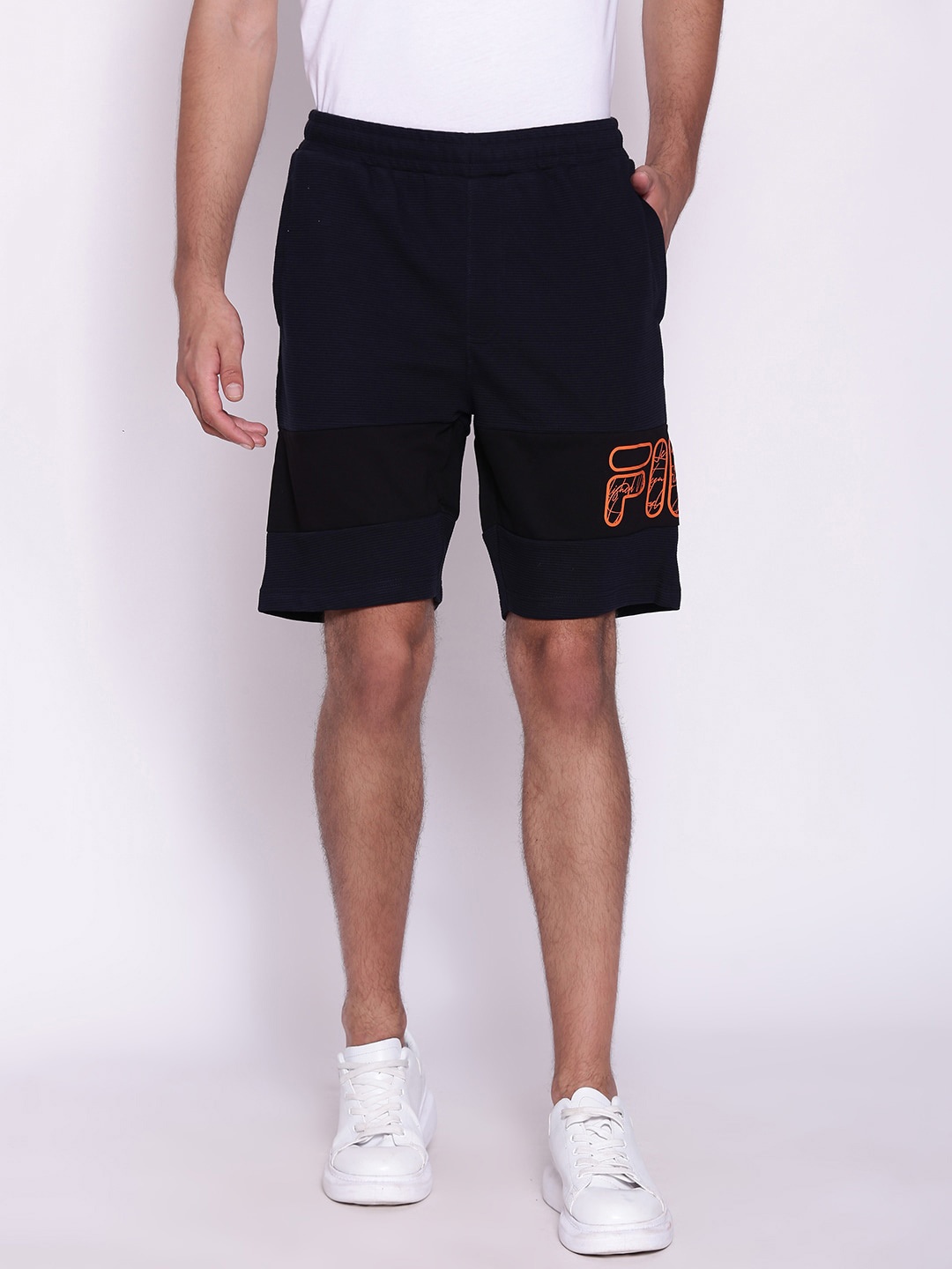 

FILA Men Navy Blue Cotton Training Sports Shorts