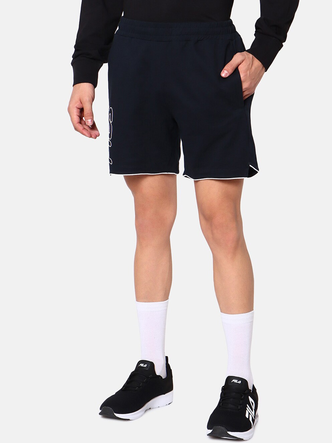 

FILA Men Navy Blue Cotton Training Sports Shorts
