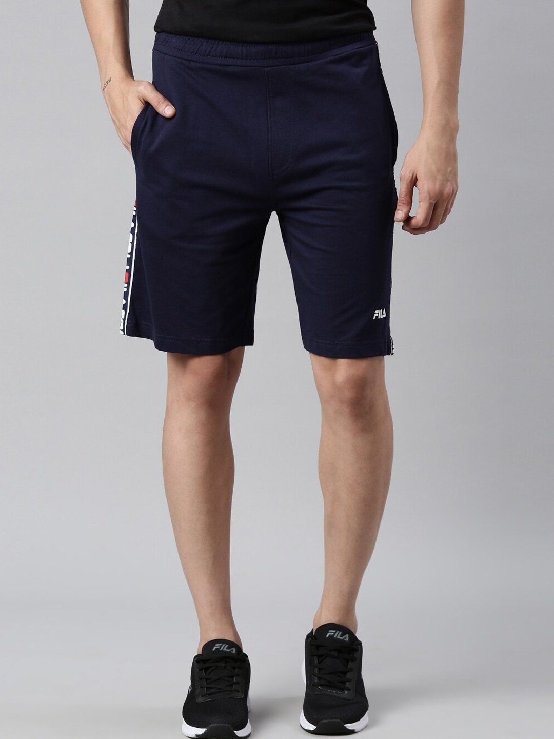 

FILA Men Navy Blue Cotton Training Sports Shorts