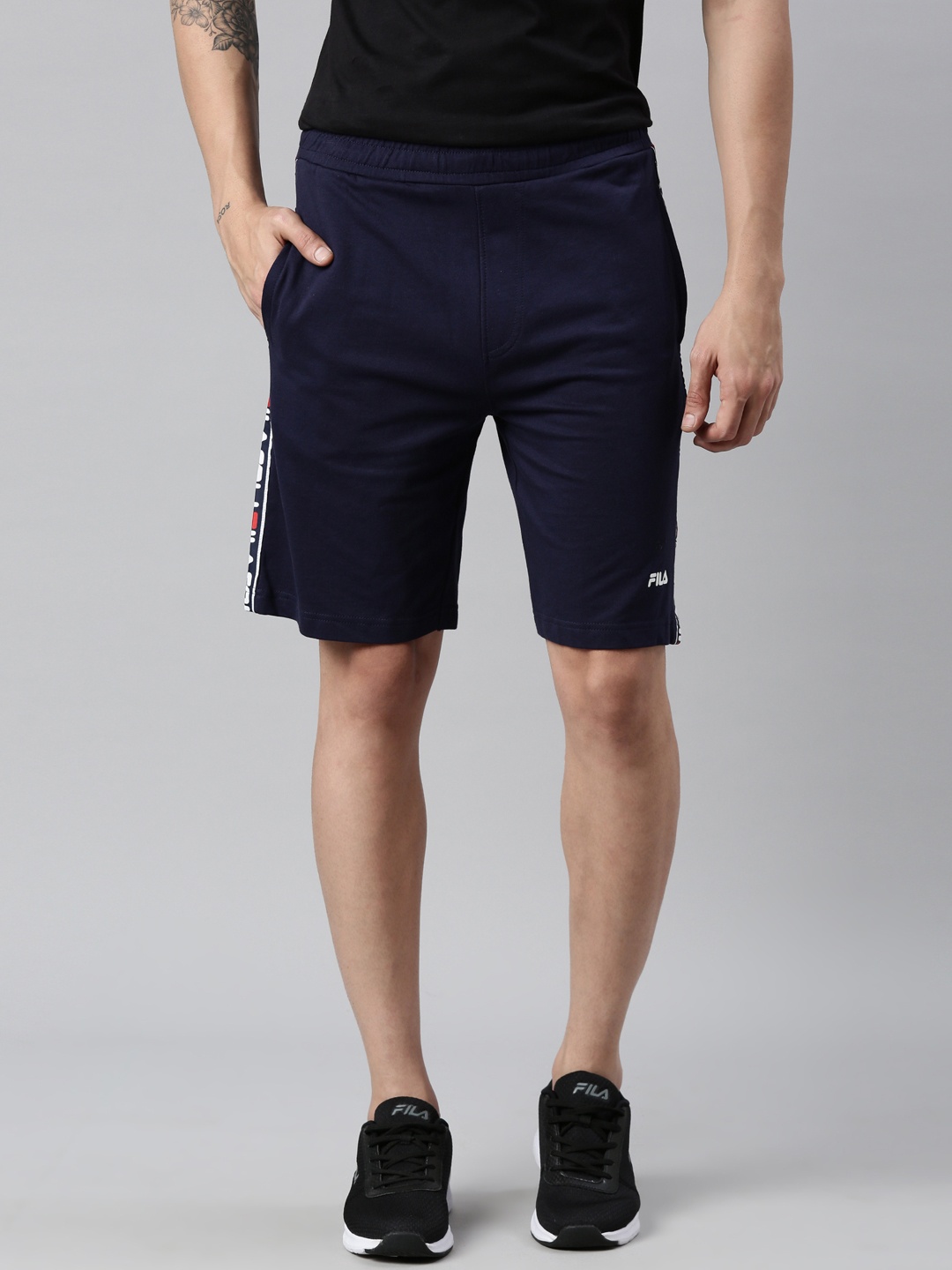 

FILA Men Navy Blue Cotton Training Sports Shorts