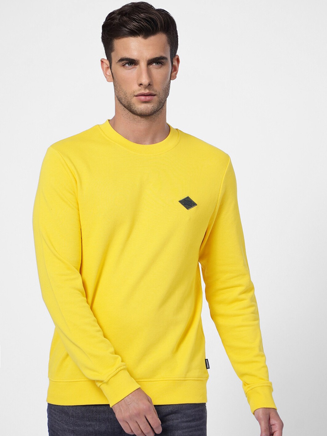 

Jack & Jones Men Yellow Cotton Sweatshirt
