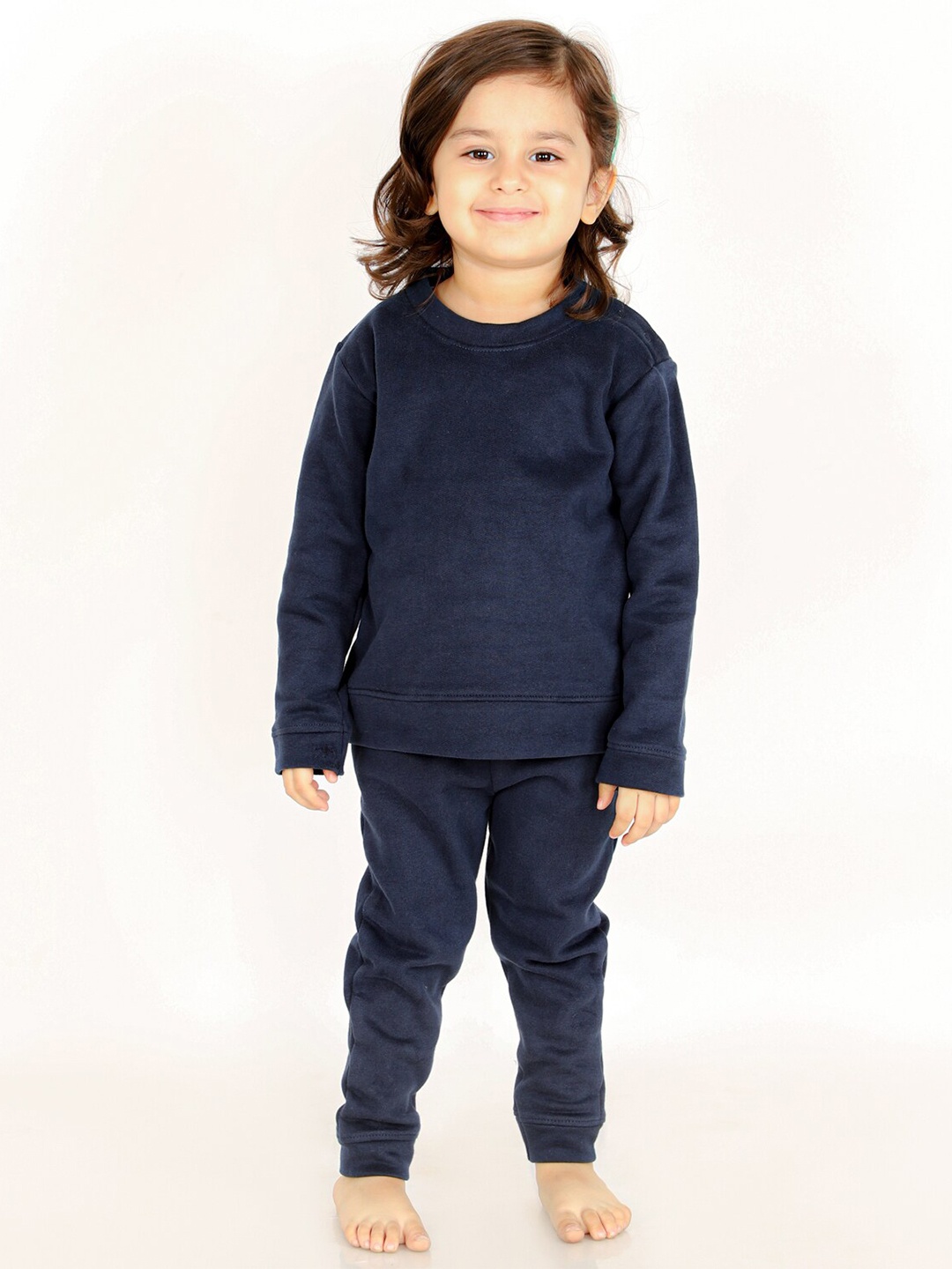

The Mom Store Unisex Kids Navy Blue Pure Cotton T-shirt with Pyjamas