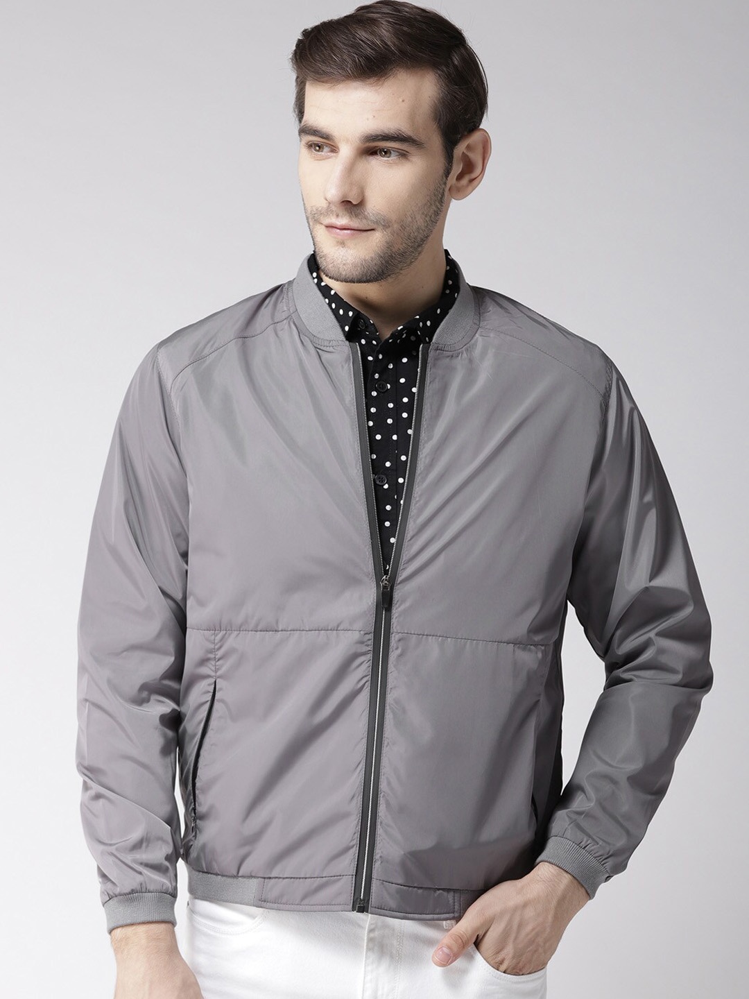 

Club York Men Grey Lightweight Bomber Jacket