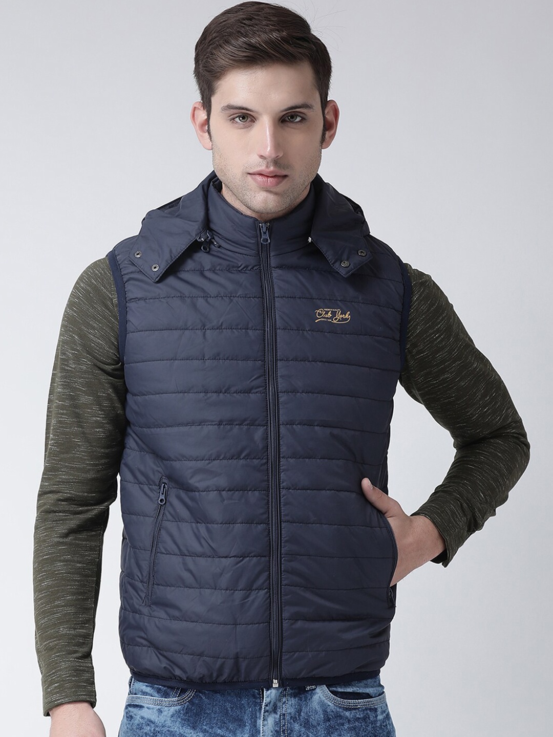 

Club York Men Navy Blue Lightweight Puffer Jacket