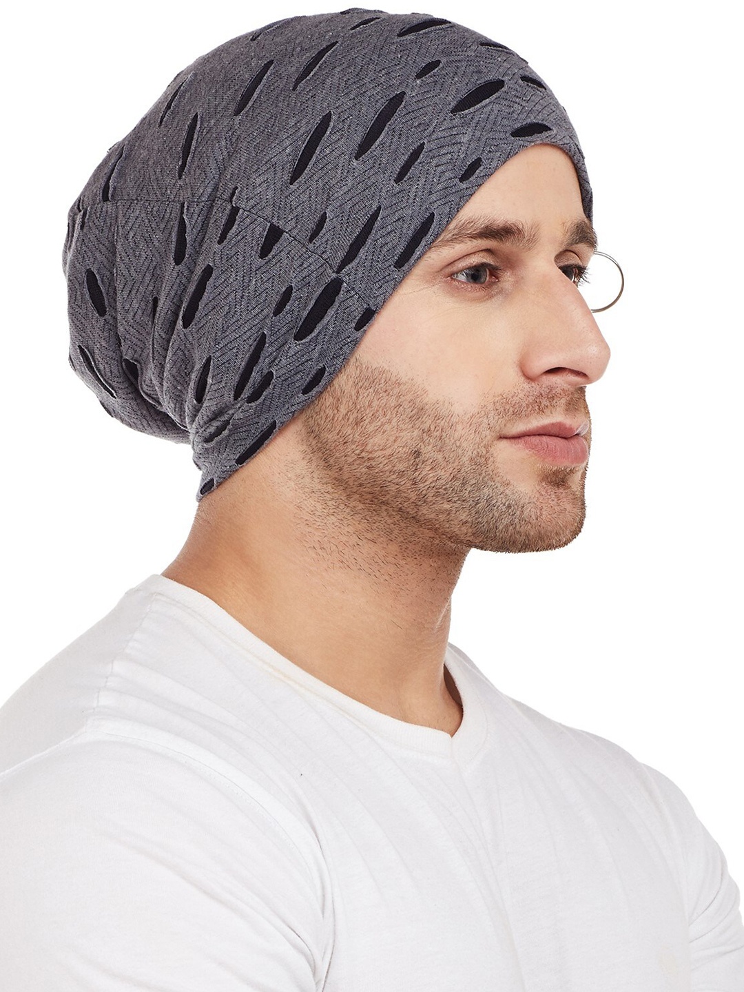 

VIMAL JONNEY Men Grey & Black Printed Beanie