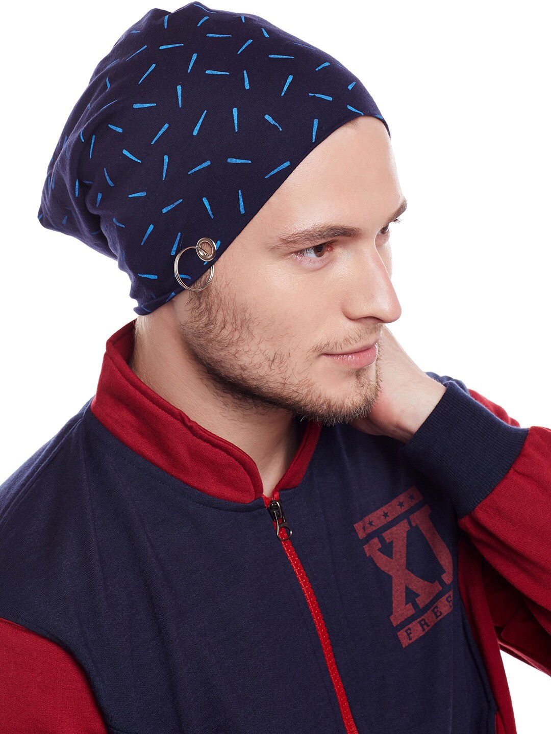 

VIMAL JONNEY Men Navy Blue Printed Beanie