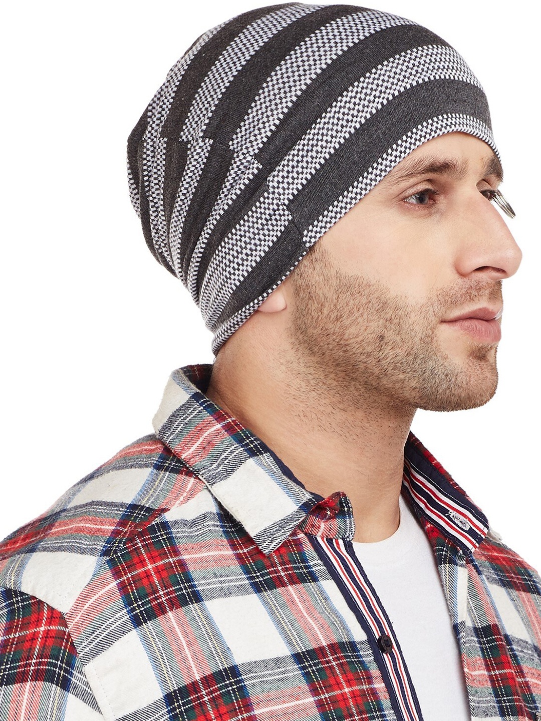 

VIMAL JONNEY Men Grey & Black Printed Beanie