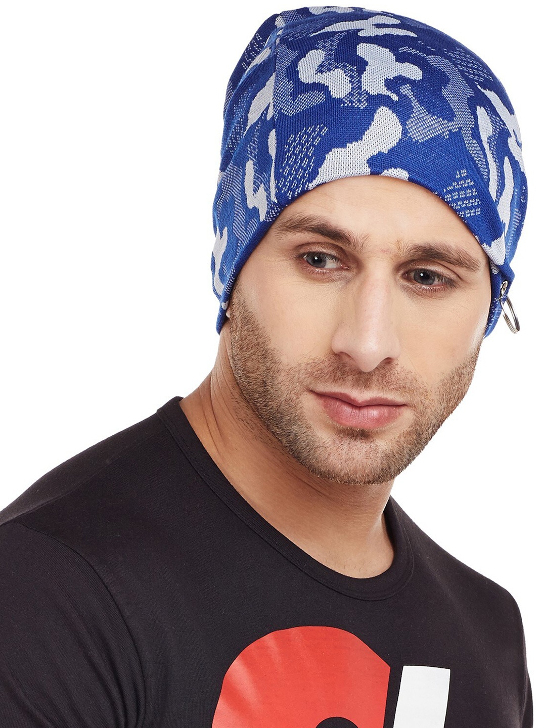 

VIMAL JONNEY Men Blue & Off White Printed Beanie