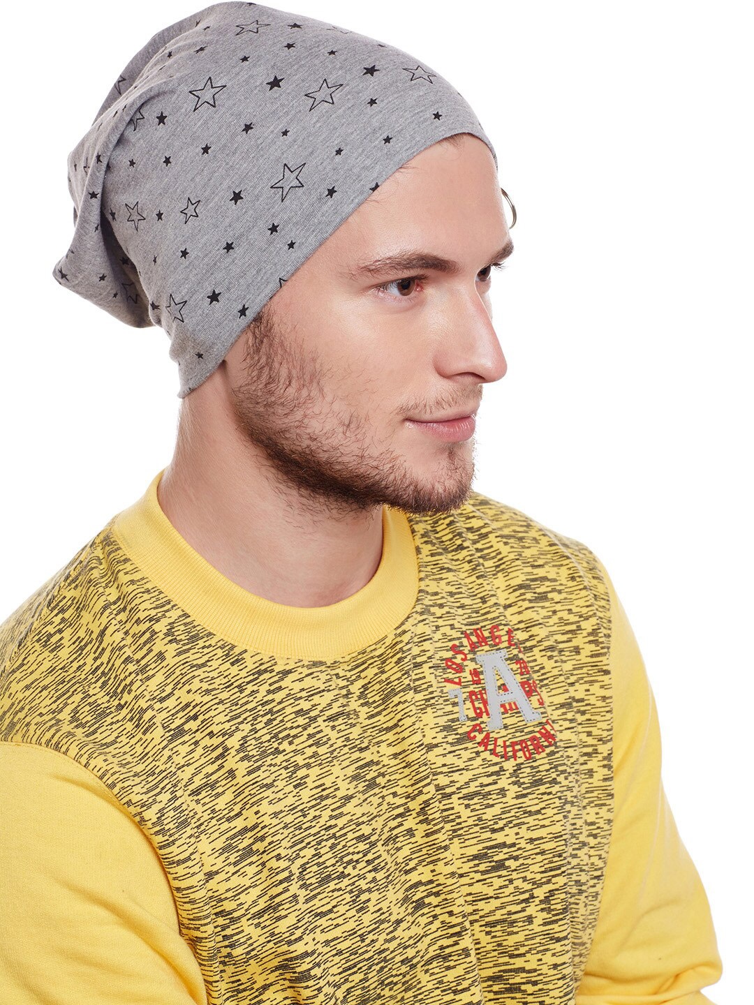 

VIMAL JONNEY Men Grey Melange Printed Beanie