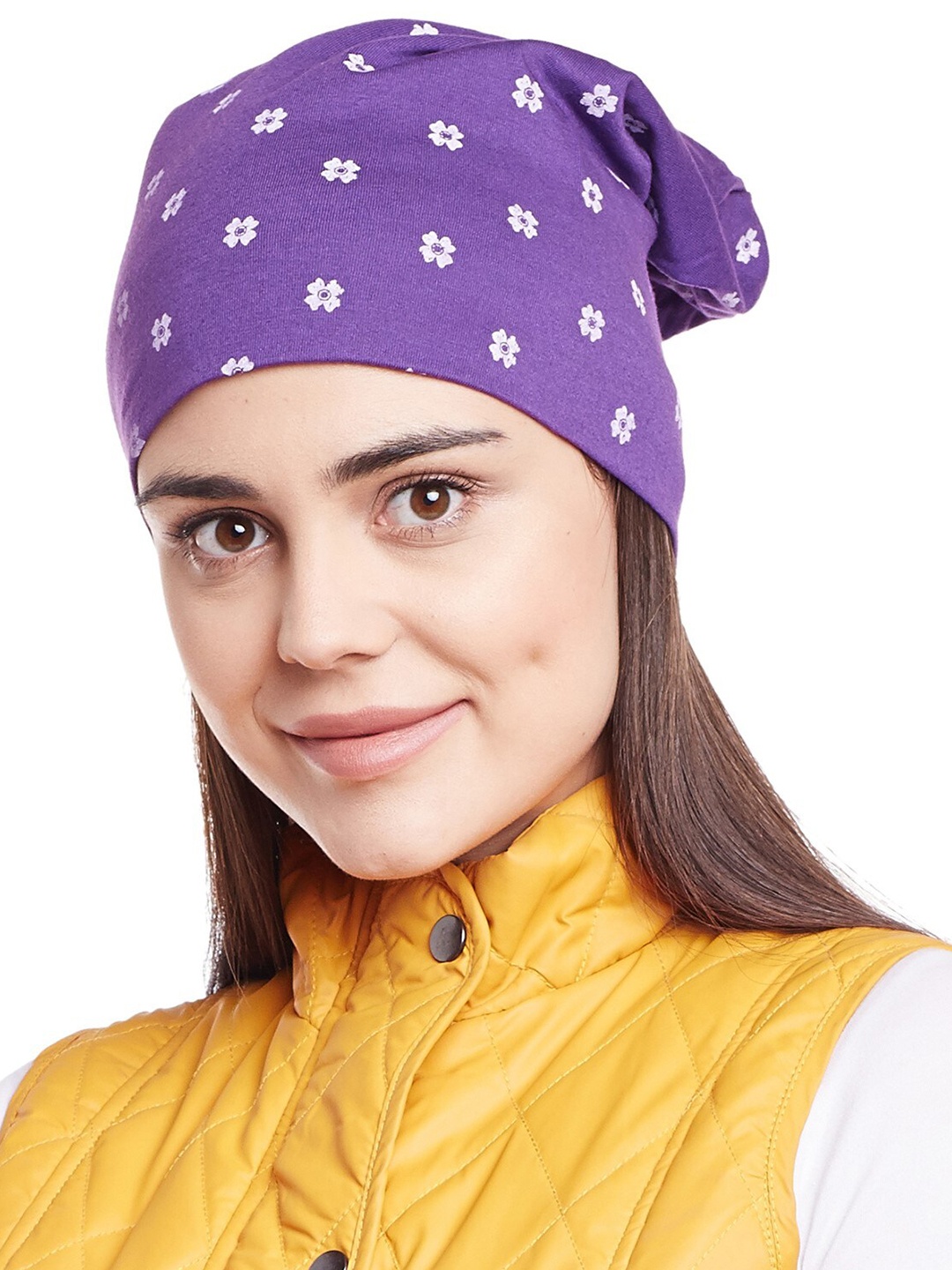 

VIMAL JONNEY Women Purple & Off White Printed Beanie