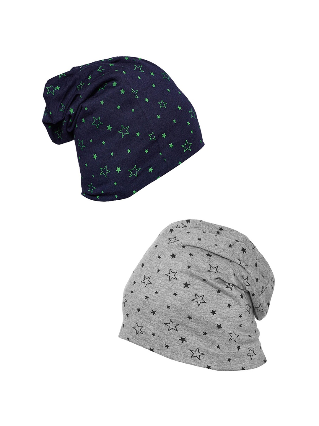 

VIMAL JONNEY Women Black & Grey Pack Of 2 Printed Beanie