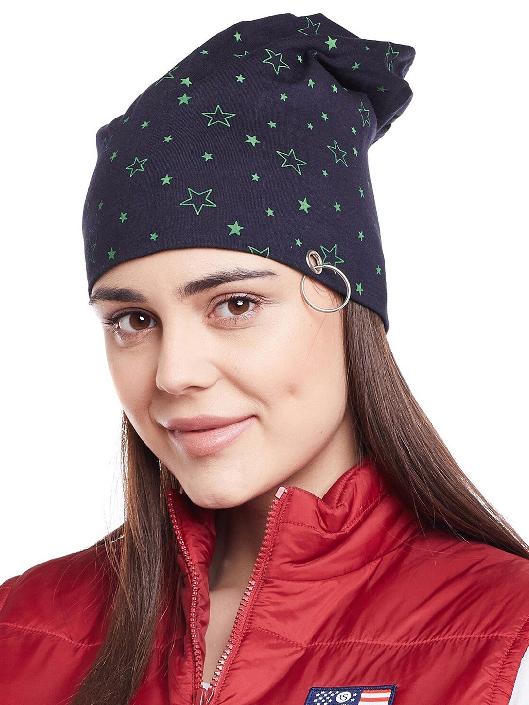 

VIMAL JONNEY Women Navy Blue Printed Beanie