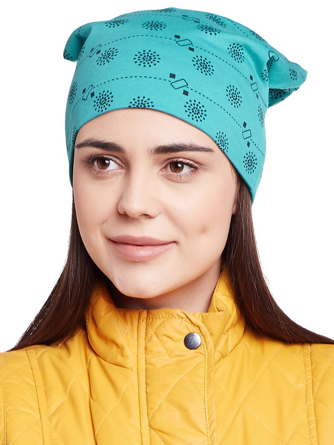 

VIMAL JONNEY Women Blue Printed Beanie, Green
