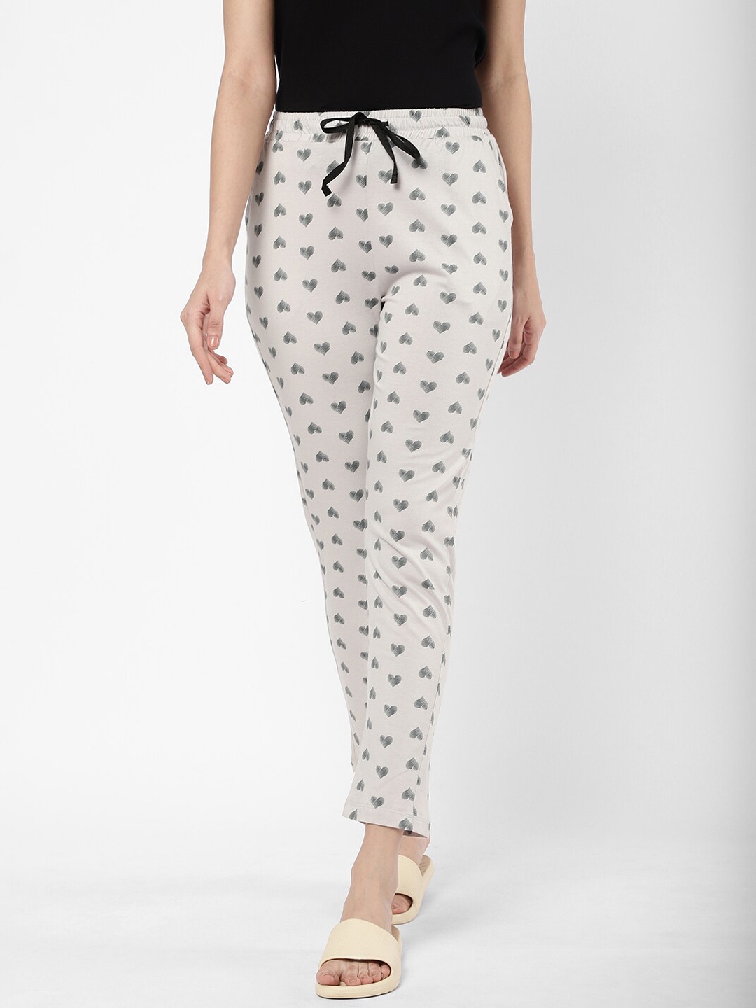

R&B Women White Cotton Printed Lounge Pant