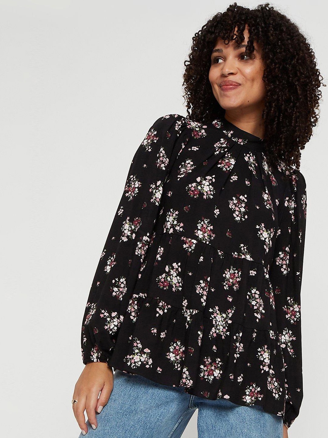 

DOROTHY PERKINS Black Floral Print Top