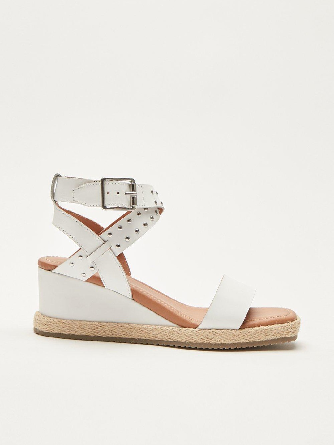 

DOROTHY PERKINS White Solid Leather Wedges with Embellished Detail