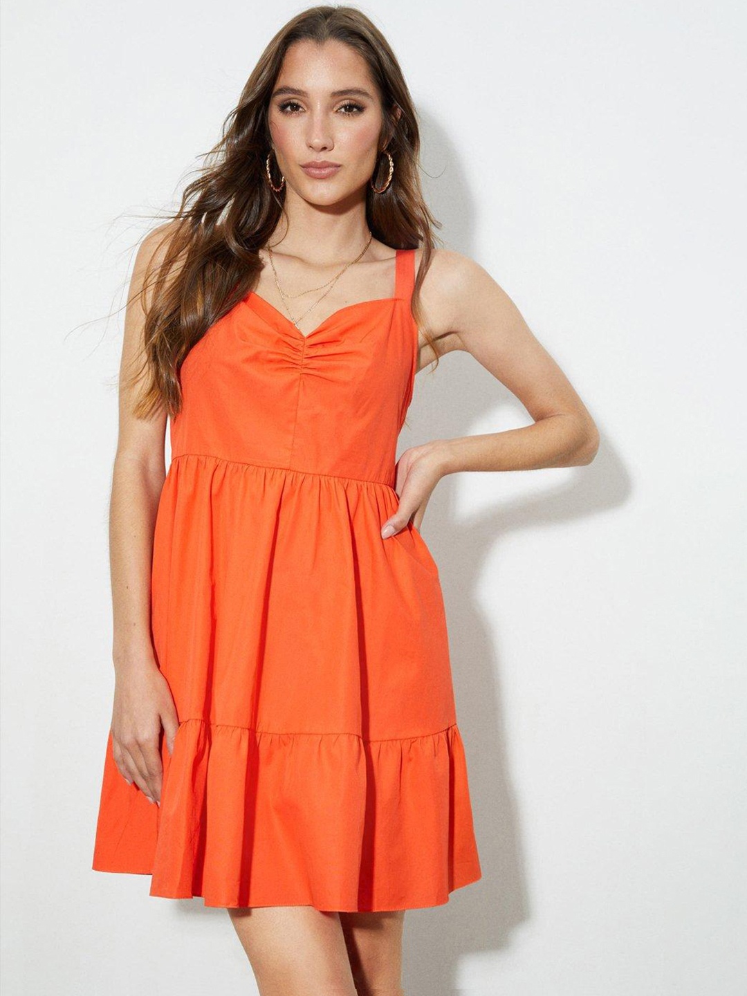 

DOROTHY PERKINS Orange Solid Pure Cotton Dress