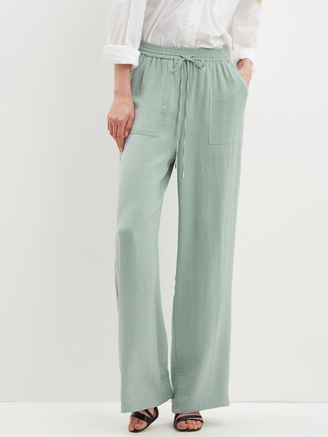 

DOROTHY PERKINS Women Sage Green Solid Wide Leg Trousers