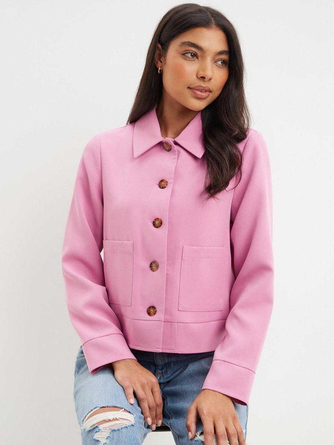 

DOROTHY PERKINS Women Pink Solid Boxy Shacket
