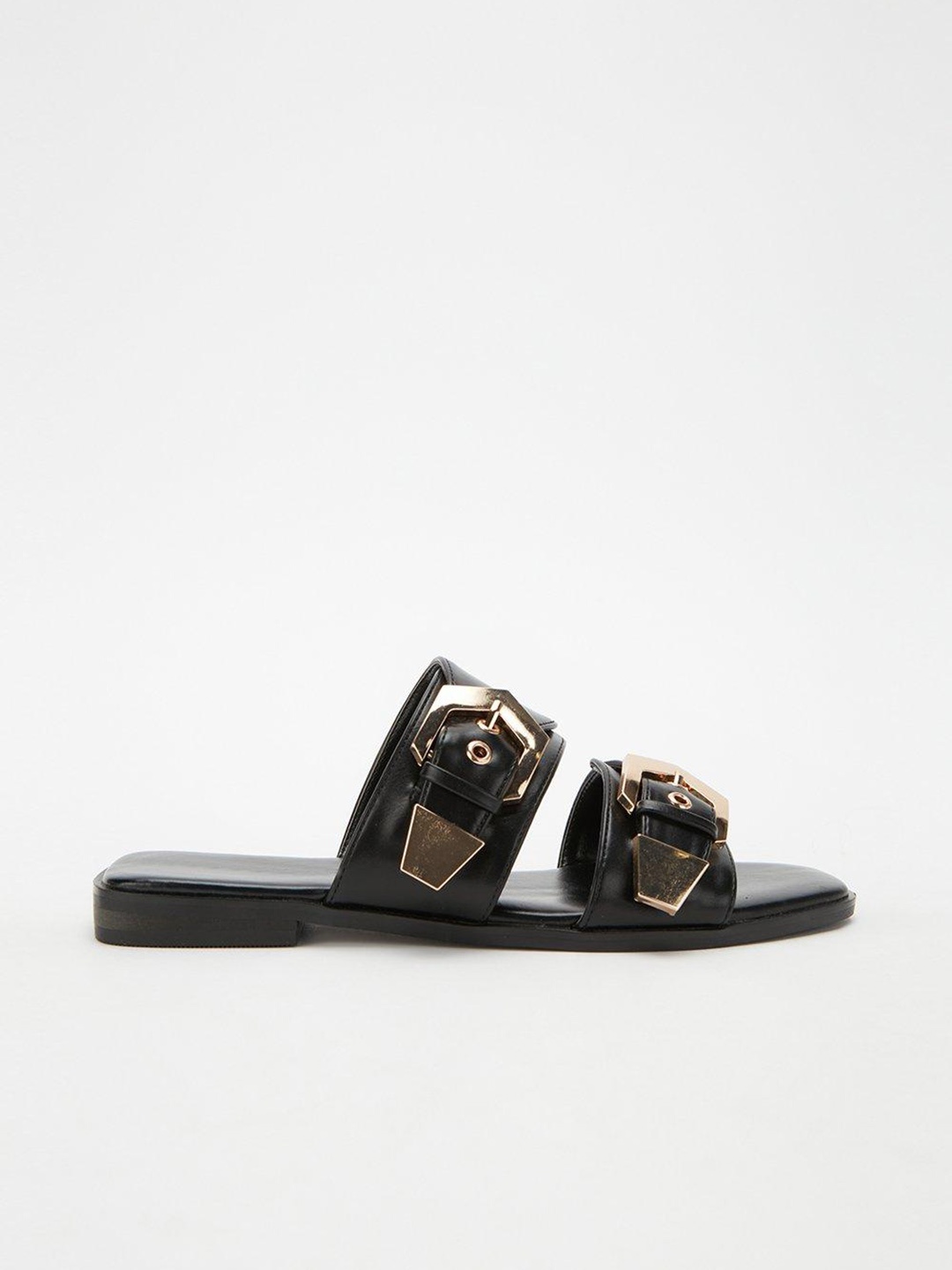 

DOROTHY PERKINS Principles Women Black Open Toe Flats with Buckle Detail