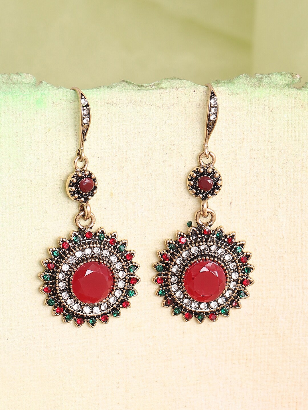 

SOHI Gold Plated Red Floral Drop Earrings