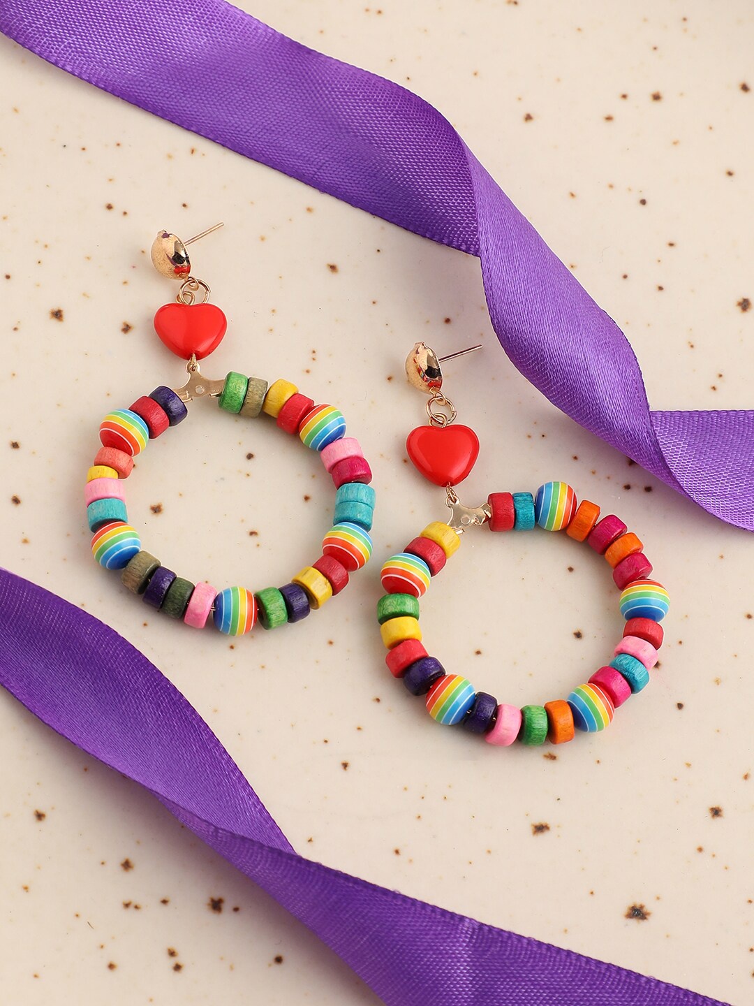 

SOHI Gold Plated Orange & Blue Circular Drop Earrings