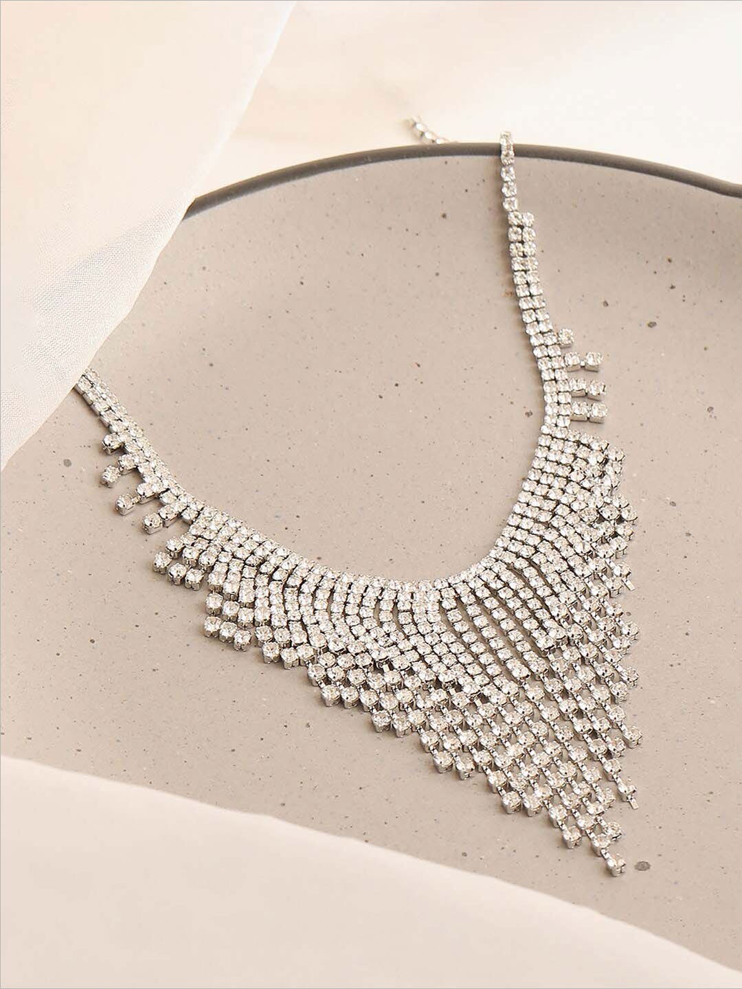 

SOHI Women White Silver-Plated Necklace